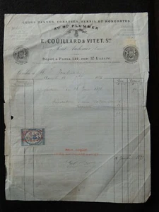 Ancienne facture Couillard Pont Audemer  Curis Tannés Voiture 1874 - Picture 1 of 1