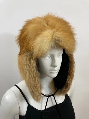 NWOT - Beautiful & Super Cool Red Fox Fur Trapper Hat - New Satin Lining - Image 1 of 4