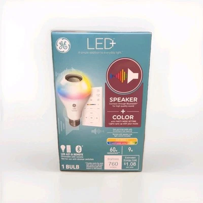 GE LED+Speaker Light Bulb Soft White + Color Dimmable A21 LED 9 Watts + Remote - Image 1 of 2