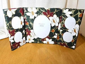 Vintage Pericles Trifold Photo Frame – Fabric Covered Floral Design - Picture 1 of 8