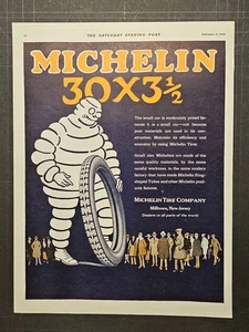 1920 magazine ad for Michelin tires, Michelin 30 x 3 1/2 - Picture 1 of 2