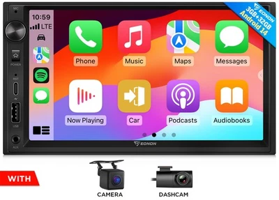CarPlay Android Auto 14 Car Stereo GPS WiFi6 7" IPS Screen DSP Double DIN Radio - Image 1 of 4
