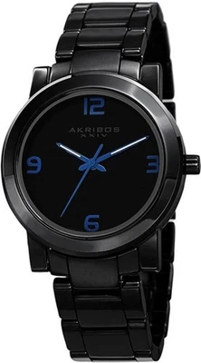 Akribos XXIV AK744BU Ceramic Swiss Quartz Blue Accented Black Mens Watch - Image 1 of 4