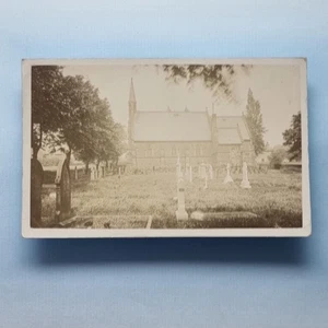 East Keswick Leeds Postcard 1914 Real Photo Yorkshire Parish Church & Graveyard - Picture 1 of 2
