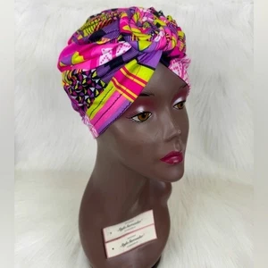 Gorra turbante con estampado africano preanudada nueva sin etiquetas - Imagen 1 de 8