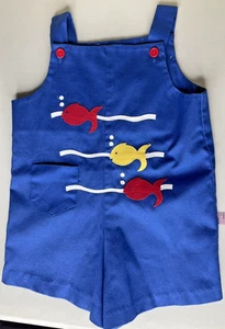Vintage Robert Jackson Toddler Boy SZ 4T Blue Nautical Romper Shortall Jumpsuit - Picture 1 of 6