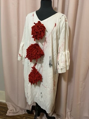 血腥的白色小丑 XL 服装 万圣节 马戏团 连衣裙 Cosplay 恐怖乐趣 — 第 1/4 张图片