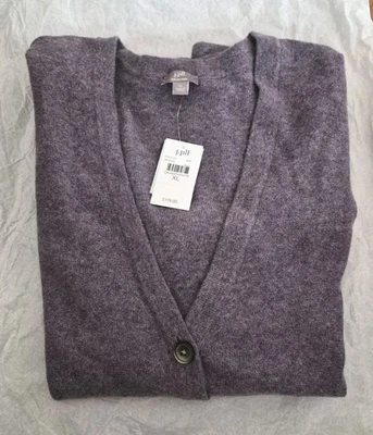 J.Jill Cardigan Button Front Cashmere/Wool Dark Amethyst Heather~Sz Lg~NWT $119 - Image 1 of 4