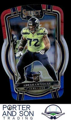 Abraham Lucas RC Red and Blue Prizm Die Cut 2022 Panini Select #211 Seahawks - Image 1 of 2