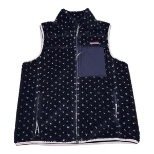Vineyard Vines Supershep Patterned Full Zip Sherpa Polyester Vest Women's Large - Picture 1 of 9