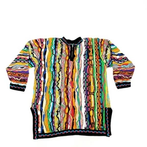 Maglione tunica 3D vintage anni 90 Coogi Australia donna piccolo multicolore 1/4 zip LEGGI - Foto 1 di 15
