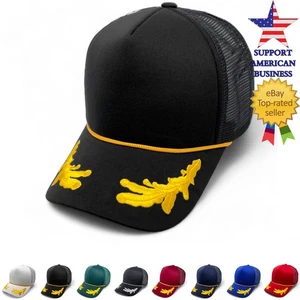 Gorra de béisbol ajustable de malla para camionero con cierre a presión visera de laurel del ejército para hombres - Imagen 1 de 25