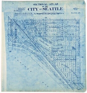 1900 SEATTLE Map  QUEEN ANNE - KINNEAR PARK  (24x22) ORIGINAL - WASHINGTON - Picture 1 of 7