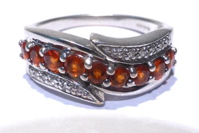 9ct Gold Ring Fire Opal Diamond 0.73ctw UK Hallmark in Gift Box - Image 1 of 4