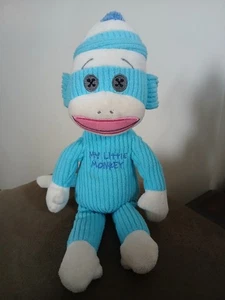 Blue "My Little Monkey" Ty Original Beanie Babies RETIRED Plushy 8" Sock Monkey - Picture 1 of 4