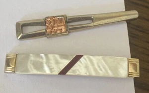 Vintage Nippy Clip Krawattenklammer X2 quadratisches Inlay Made in England - Bild 1 von 7