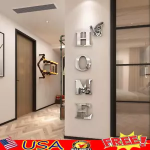 Acrylic Mirror Letter Signs Wall Stickers Home Decor Butterfly Wall Art Decals - Picture 1 of 7