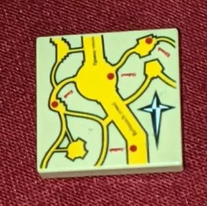 Lego Harry Potter 2x2 Tan Decorated FLAT TILE Marauder's Map Part 4842 4751 3862 - Picture 1 of 2