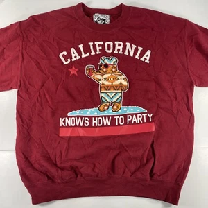 California Aztec Bear Party Riot Society Sweatshirt Red M Medium Pullover Crew - Picture 1 of 8