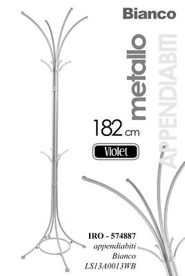 Attaccapanni Appendiabiti Piantana PORTA ABITI Metallo MODERNO BIANCO 188 CM - Immagine 1 di 2