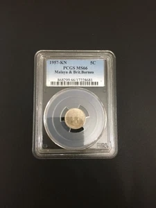 (JC) 5 cents 1957 KN Malaya British Borneo PCGS Graded MS66 - Picture 1 of 4