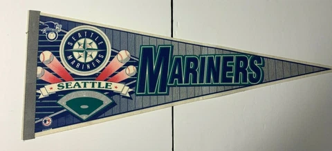 VTG Seattle Mariners Pennant MLB Baseball, Some discoloration, 30X12 Inches Cover