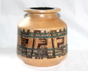 Vintage MCM Lapid Israel Studio Pottery Abstract Wax Resist Vase - Picture 1 of 8