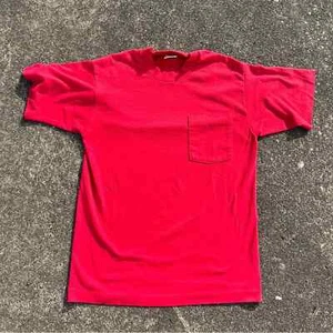Camiseta de bolsillo roja de punta única vintage talla mediana usada - Imagen 1 de 4