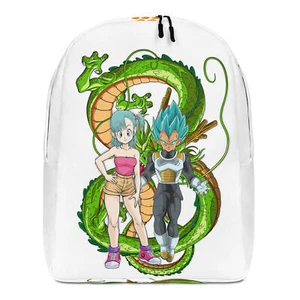 Dragon Ball Z Custom Backpack Bulma and Vegeta | DBZ Book Bag (white and black) - Picture 1 of 5