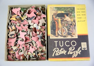 Vintage Jig Saw TUCO Picture Puzzle Over 200 pieces in box old car junk family - Picture 1 of 9