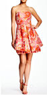 Audrey Fiori Strapless Mini COCKTAIL Dress by Tina Turk Pink/Orange Jacquard Sz8