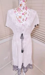 Ruby Yaya White & Blue Embroidered Sequin Dress Size S AU 10 - 12 BNWT $199 - Picture 1 of 8