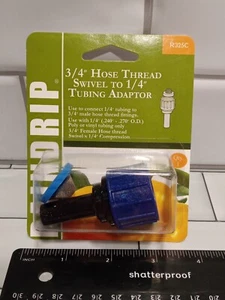 Adaptador de manguera giratoria Raindrip R325C de 3/4 pulgadas a 1/4 pulgadas, azul/negro FS - Imagen 1 de 8