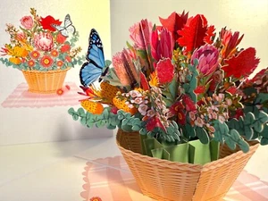 ORIGAMI POP CARDS Australian Native Flower Blue Butterfly Birthday 3D PopUp Card - Picture 1 of 12