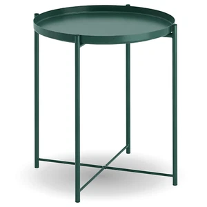 IKEA GLADOM Side Table w/Removable Tray, Steel Dark Gray Green 17 1/2 x 20 5/8" - Picture 1 of 5