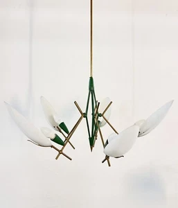 Brass and Glass Mid Century Space Age 1960 Chandelier. - Picture 1 of 4