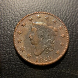 1823/2 Matron Head Large Cent XF Extremely Fine EAC Coronet 1c OverDate Key Date - Picture 1 of 5