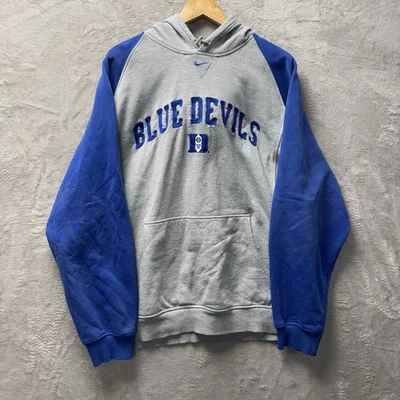 De Colección Nike Team Center Swoosh Duke Blue Devils Gris Sudadera con Capucha Grande Y2K Foto 1 de 4