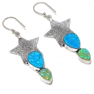 Verde Tripletta Opale, Opale Gemma 925 Argento Sterling Gioielli Orecchino - Immagine 1 di 4