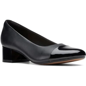 Clarks Marilyn Sara Pump Shoes Women's Size 7.5 Wide Black Leather Slip On - Picture 1 of 4