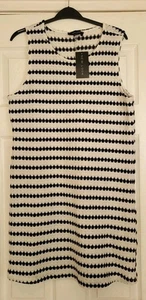 New Look Black and Ivory Striped Sleeveless Dress Size L - Picture 1 of 8