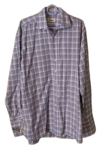 Aquascutum 16" Long Sleeve 100% Cotton Checked Shirt - Picture 1 of 8