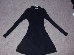 NWT Gap Black CashSoft Ribbed Polo Sweater Mini Dress Size XS MSRP $80 - Picture 1 of 4