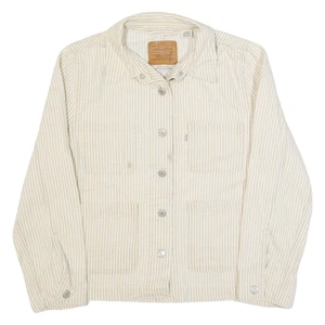 LEVI'S BIG E Womens Denim Jacket Cream Striped XS - Picture 1 of 6