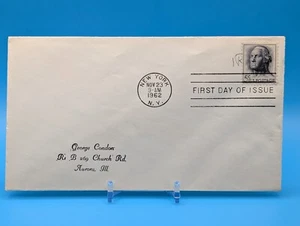 1962 Erstausgabe Briefmarke mit Umschlag George Washington blau NY Stempel - Bild 1 von 5