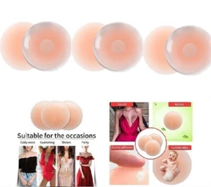 3Pair Invisible Pasties Nippleless Cover Reusable Adhesive Silicone Covers Women - Picture 1 of 8