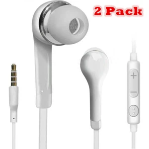 2pcs Handsfree Wired Headphones Earphones Earbud with Mic-White For Samsung - Picture 1 of 8