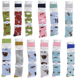 Womens House Of Tweed Animal Luxury Premium Wellie Welly Calf Socks Sizes 4 to 8 - Picture 1 of 25