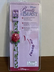 Orologio da polso Disney Store La Bella e la Bestia Belle Flip Open Rose nuovo con scatola - Foto 1 di 8