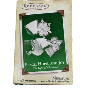 Hallmark Keepsake Peace, Hope, and Joy Miniature 2005 Christmas Tree Ornaments - Picture 1 of 7